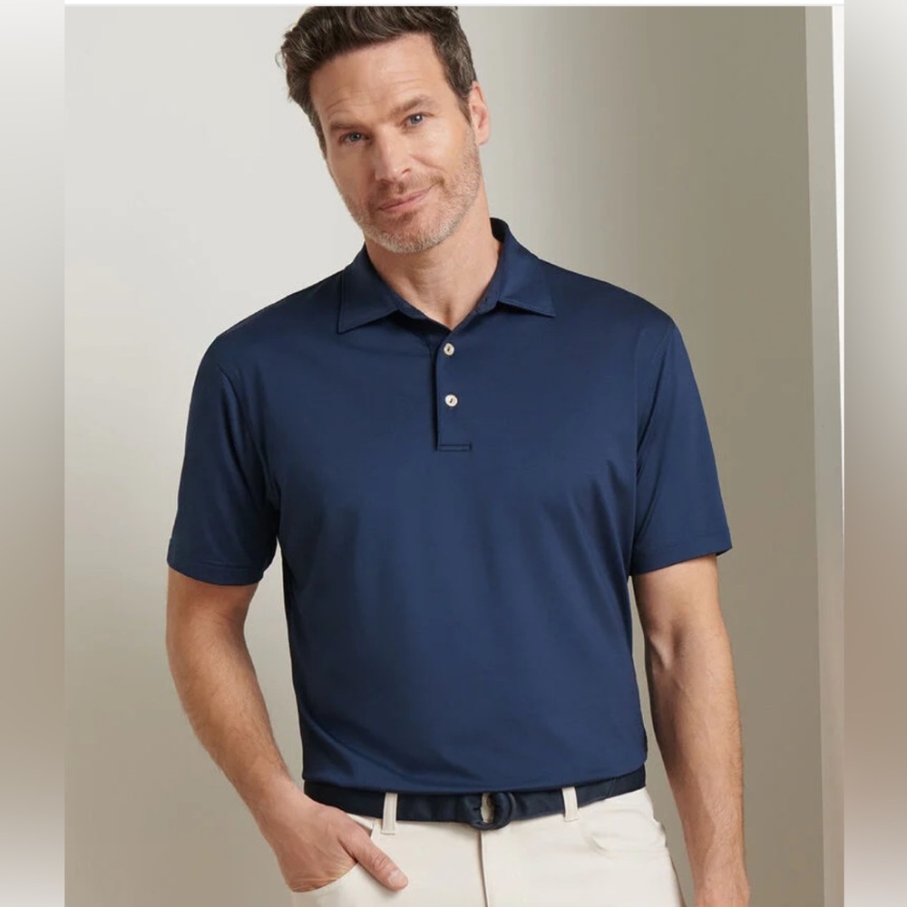 NWOT Peter Millar Navy Performance Jersey Polo Large